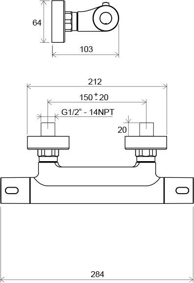 Смеситель для душа Ravak Termo X070096 настенный 
с термостатом хром