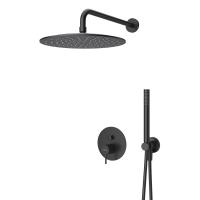 Душевая система со смесителем Cezares Leaf LEAF-DSIP-30-L-NOP монтаж встраиваемая  в стену без термостата черный матовый