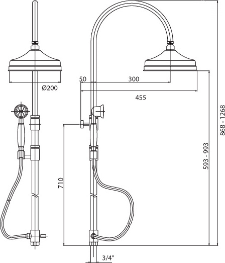 Душевая система без смесителя Cezares Elite ELITE-CAE-01-Bi монтаж   