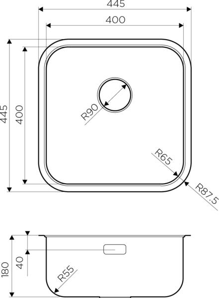 Кухонная мойка квадратная  Omoikiri Omi 4993494 интегрированная встраиваемая снизу встраиваемая сверху сталь