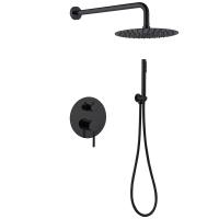 Душевая система со смесителем Abber Emotion AF8818B монтаж встраиваемая в стену без термостата черный матовый