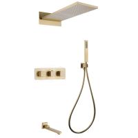 Душевая система со смесителем Abber Daheim AF8253G монтаж встраиваемая  в стену без термостата матовое золото
