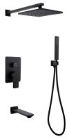 Душевая система со смесителем Abber Weiss Insel AF8017B монтаж встраиваемая в стену без термостата черный матовый