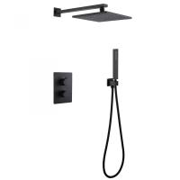 Душевая система со смесителем Abber Weiss Insel AF8051B монтаж встраиваемая в стену с термостатом черный матовый