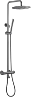 Душевая система со смесителем Boheme Uno 468-T-SGM монтаж настенная с термостатом Shine Gun Metall