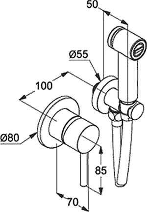 Гигиенический душ Kludi Bozz 389983976 встраиваемый в стену черный матовый