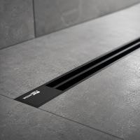 Душевой трап линейный напольный Wasserkraft Tauber 64D90MB 90 см, выпуск горизонтальный решетка Slim черная матовая
