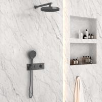 Душевая система со смесителем Vincea Inspire VSFW-422TI2GM монтаж встраиваемая в стену с термостатом вороненая сталь