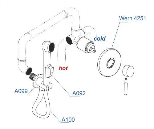 Гигиенический душ Wasserkraft Wern A04200 встраиваемый в стену серый
