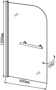 Шторка для ванны распашная  Grossman  GR-104 80 см, стекла прозрачные, профиль хром