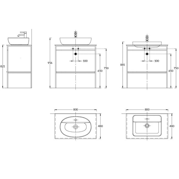 Консоль под столешницу напольная Kerama Marazzi  PL.N.80.01/BLK.M 80 см цвет черный матовый