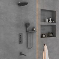 Душевая система со смесителем Vincea Inspire VSFW-433TI1RGM монтаж встраиваемая в стену с термостатом вороненая сталь