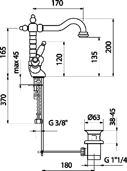 Смеситель для раковины Webert Dorian DO700302015 хром