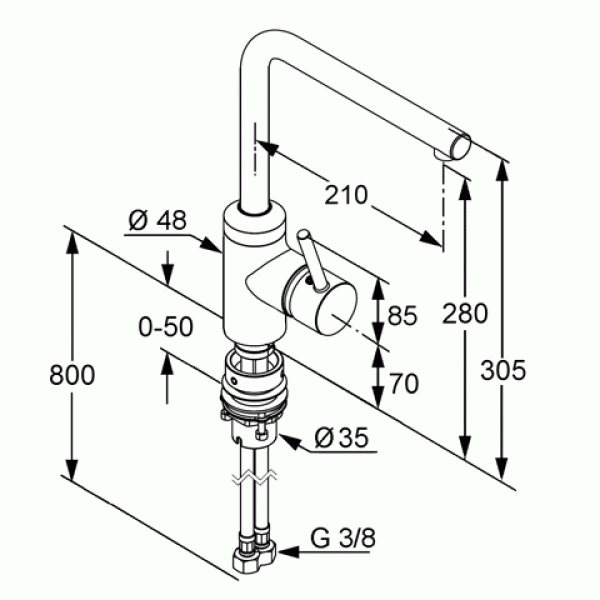 Смеситель для кухни Kludi L-ine 428170577 без подключения к фильтру хром