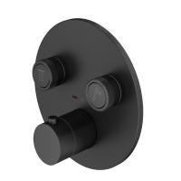 Смеситель для душа на 2 выхода Plumberia Selection PSBOX PSB1902NO встраиваемый в стену 
с термостатом черный матовый
