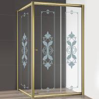 Душевой угол Cezares Giubileo GIUBILEO-AH-1-120/90-SCORREVOLE-CP-G прямоугольная  стекла прозрачные с узором, профиль золото