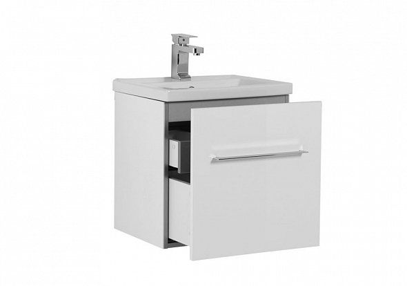 Тумба под раковину подвесная Aquanet Порто 00195729 50 см  1 ящик+1 скрытый цвет белая 