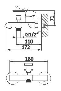 Смеситель для ванны или душа Cezares Nautic NAUTIC-VM-01 настенный 
без термостата хром