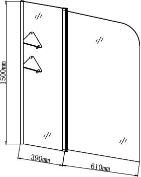 Шторка для ванны распашная  Grossman  GR-101 100 см, стекла прозрачные, профиль хром