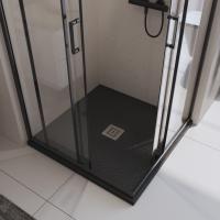 Душевой поддон низкий BelBagno Uno TRAY-MR-UNO-A-90-35-NERO-CR квадратный литьевой мрамор 90x90 черный матовый