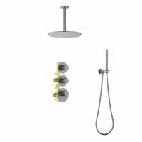 Душевая система со смесителем Timo Saona SX-2399/18SM монтаж встраиваемая в стену без термостата черное золото