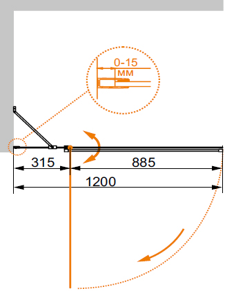 Шторка для ванны распашная  Cezares Eco ECO-O-V-11-120/140-P-Cr-L 120 см, стекла рифленые, профиль хром