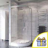 Душевой угол Am.Pm Gem W90G-401-100WT четверть круга  стекла прозрачные, профиль серебро