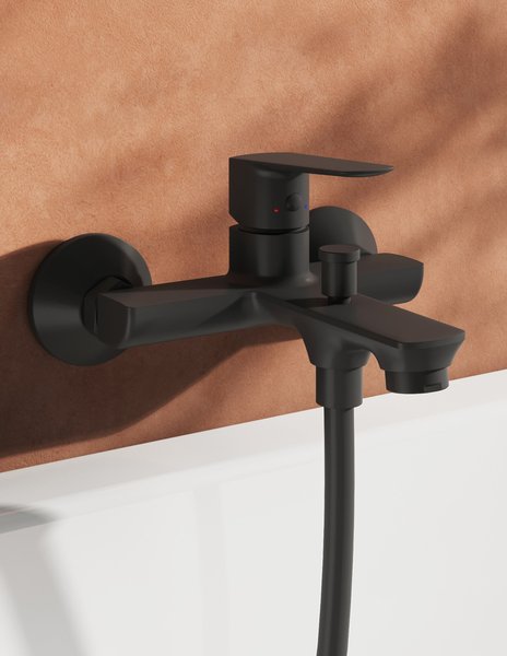 Смеситель для ванны или душа Ravak Life X070479 настенный 
без термостата черный матовый