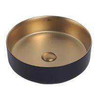 Раковина  круглая Abber Bequem AC2109BG фаянс цвет золото матовое-черный