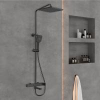 Душевая система со смесителем Vincea Cube VSFS-1C1MB монтаж настенная с термостатом черная матовая