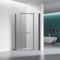 Душевой угол распашной Veconi Rovigo RV36GR-100-01-C5 пятиугольный 100x100 стекла прозрачные, профиль графит