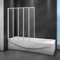 Шторка для ванны складная  Cezares Relax RELAX-V-5-120/140-C-Bi 124.3 см, стекла прозрачные, профиль серый