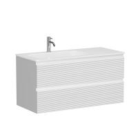 Тумба под раковину подвесная Sancos Folk FL100LW 100 см  2 ящика цвет белая матовая 