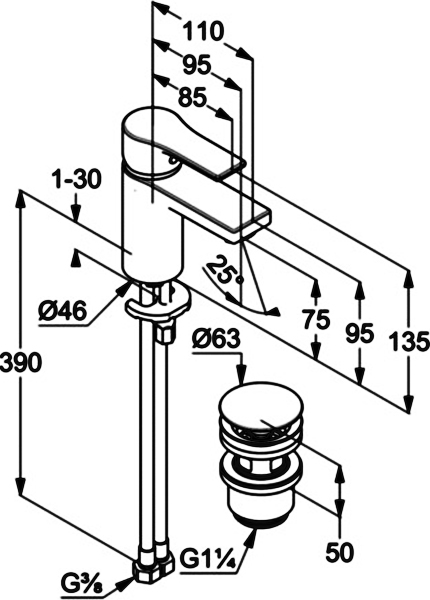 Смеситель для раковины Kludi Zenta SL 482660565 хром