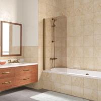 Шторка для ванны распашная  Vegas Glass EV Lux EV LUX 75 05 05 L 75 см, стекла бронза, профиль бронза