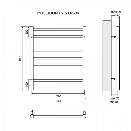 Полотенцесушитель водяной Lemark Poseidon П7  50x60 LM42607 хром