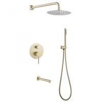 Душевая система со смесителем Abber Emotion AF8817G монтаж встраиваемая в стену без термостата золото матовое