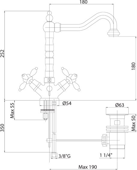 Смеситель для раковины Cezares Nostalgia NOSTALGIA-LS2-03/24 