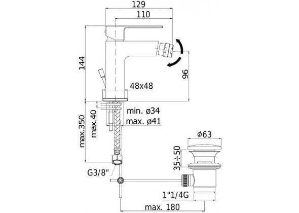 Смеситель для биде Paffoni Elle EL135NO латунь 