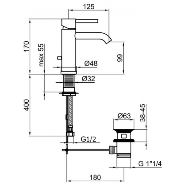 Смеситель для раковины Webert Elio EL830102560 черный