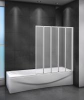 Шторка для ванны складная  Cezares Relax RELAX-V-5-120/140-P-Bi-R 120 см, стекла текстурные, профиль белый