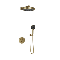 Душевая система со смесителем Sancos Space SC3006BG монтаж встраиваемый в стену с термостатом бришированное золото