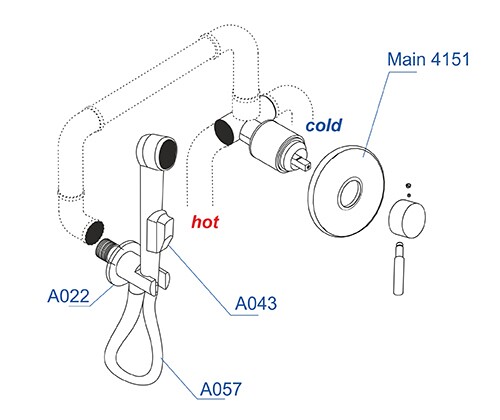 Гигиенический душ Wasserkraft Main A04157 встраиваемый в стену хром