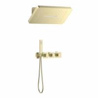 Душевая система со смесителем Timo Petruma SX-5249/17SM монтаж встраиваемая в стену с термостатом матовое золото