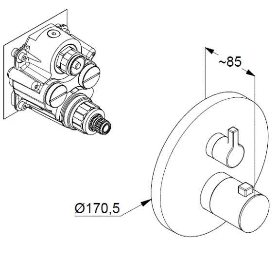 Душевая система со смесителем Kludi Nova Fonte 208313915 монтаж встраиваемая в стену с термостатом черный матовый