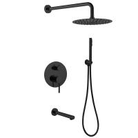 Душевая система со смесителем Abber Emotion AF8817B монтаж встраиваемая в стену без термостата черный матовый