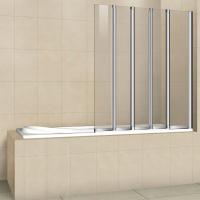 Шторка для ванны складная  Cezares Pratico PRATICO-V-5-120/140-C-Cr 120 см, стекла прозрачные, профиль хром