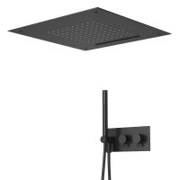 Душевая система со смесителем Cezares Leaf LEAF-DSIS-T-50-NOP монтаж встраиваемая  в стену с термостатом черный матовый