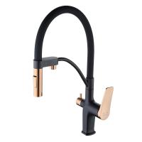 Смеситель для кухни Lemark Bronx LM3761BLR с подключением к фильтру золотой/черный