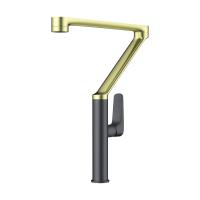 Смеситель для кухни Omoikiri Tara 4994396 без подключения к фильтру светлое золото/вороненая сталь
